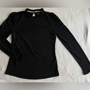 BODEN Black High Neck Ruffle Long Sleeve T Shirt Women's Size UK 8 US 4